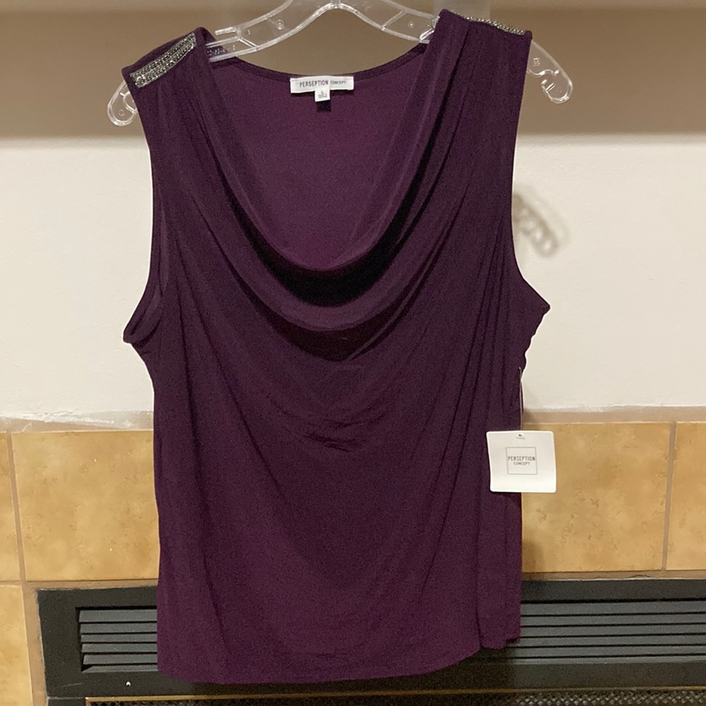 Perseption Concept Women’s Beaded Tank (size L) NWT